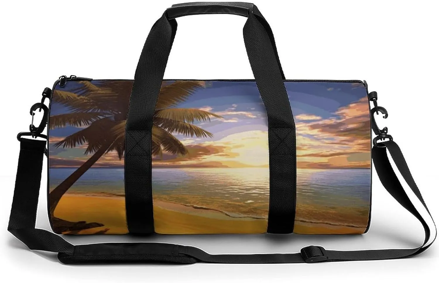 Gym Bags Small Sunset Palm Duffel Bag Overnight Bag with Shoe Compartment Carryon Bag for Men Women