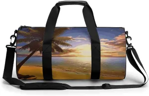 Gym Bags Small Sunset Palm Duffel Bag Overnight Bag with Shoe Compartment Carryon Bag for Men Women
