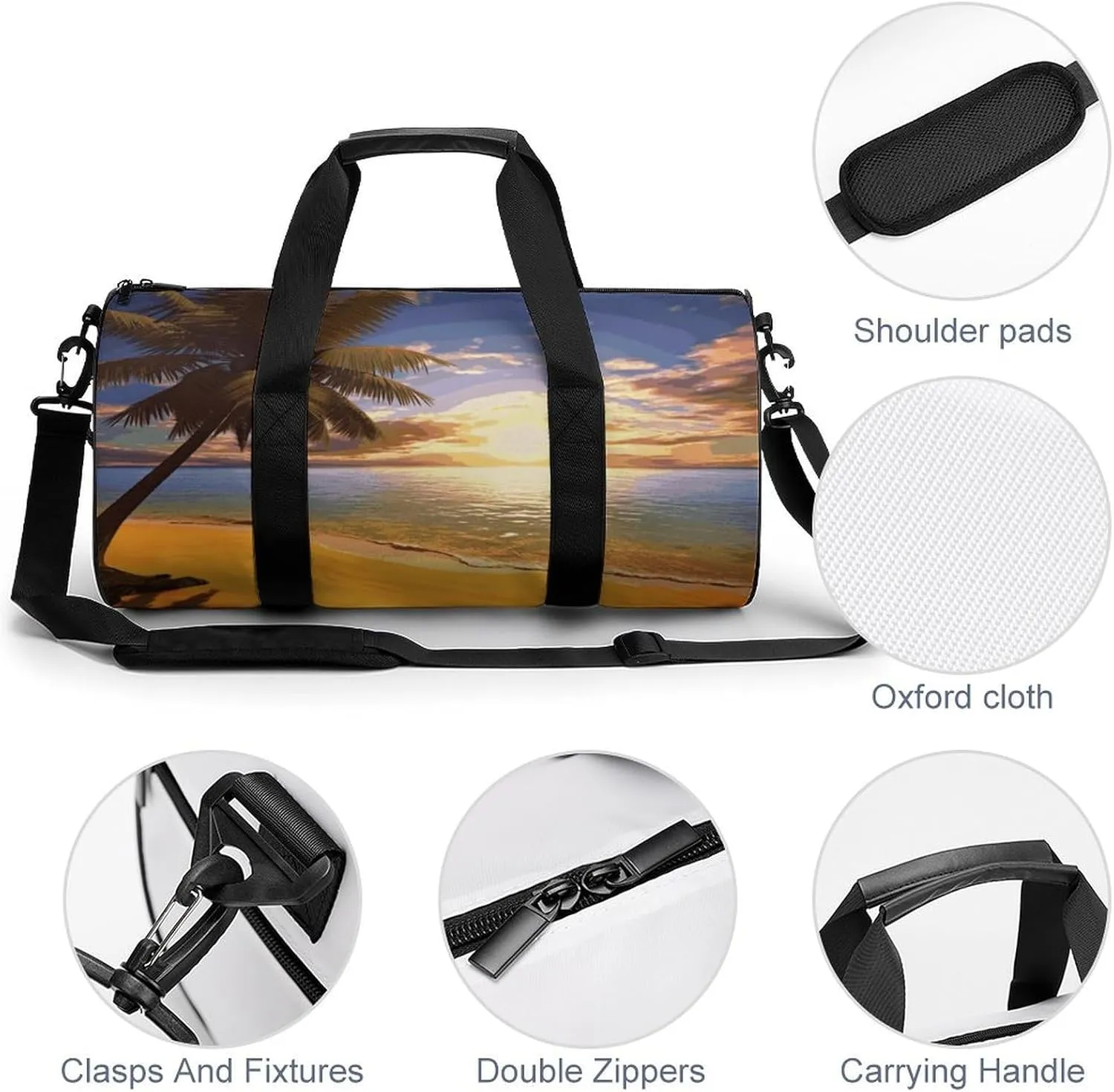 Gym Bags Small Sunset Palm Duffel Bag Overnight Bag with Shoe Compartment Carryon Bag for Men Women