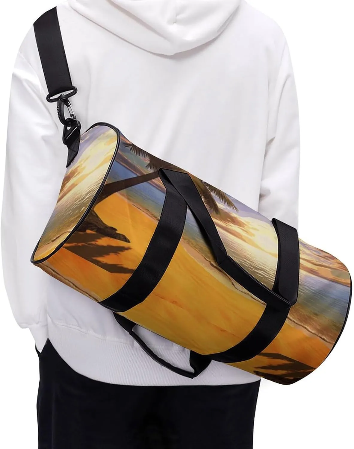 Gym Bags Small Sunset Palm Duffel Bag Overnight Bag with Shoe Compartment Carryon Bag for Men Women