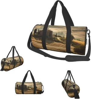 Gym Bags Small Tuscany Landscape Duffel Bag Overnight Bag with Shoe Compartment Carryon Bag for Men Women