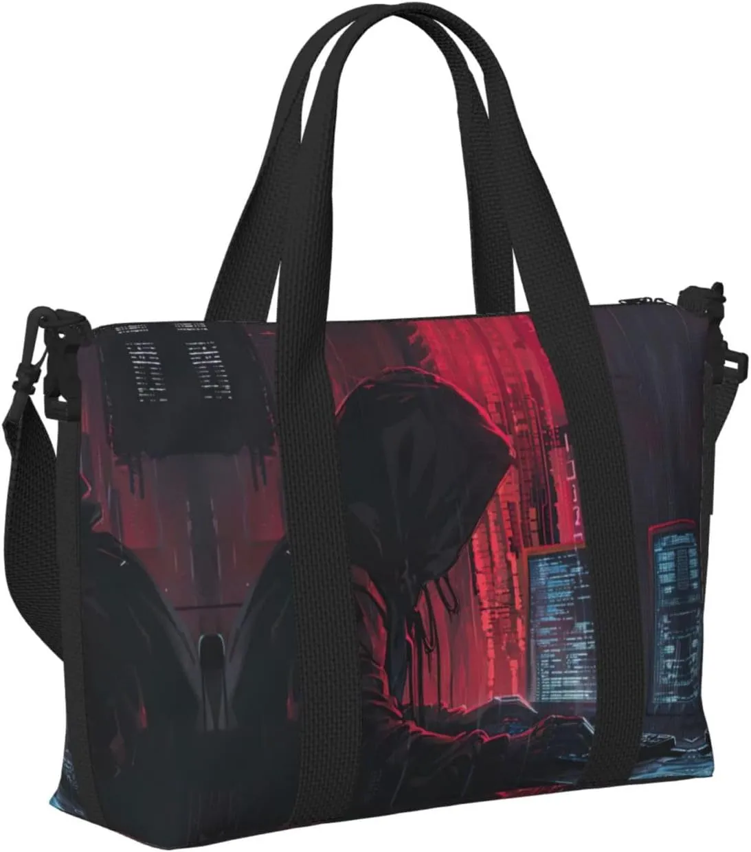 Hacker Attack Small Duffel Bag Foldable Travel Bag Weekender Bag Overnight Gym Hospital Bags For Women&Men