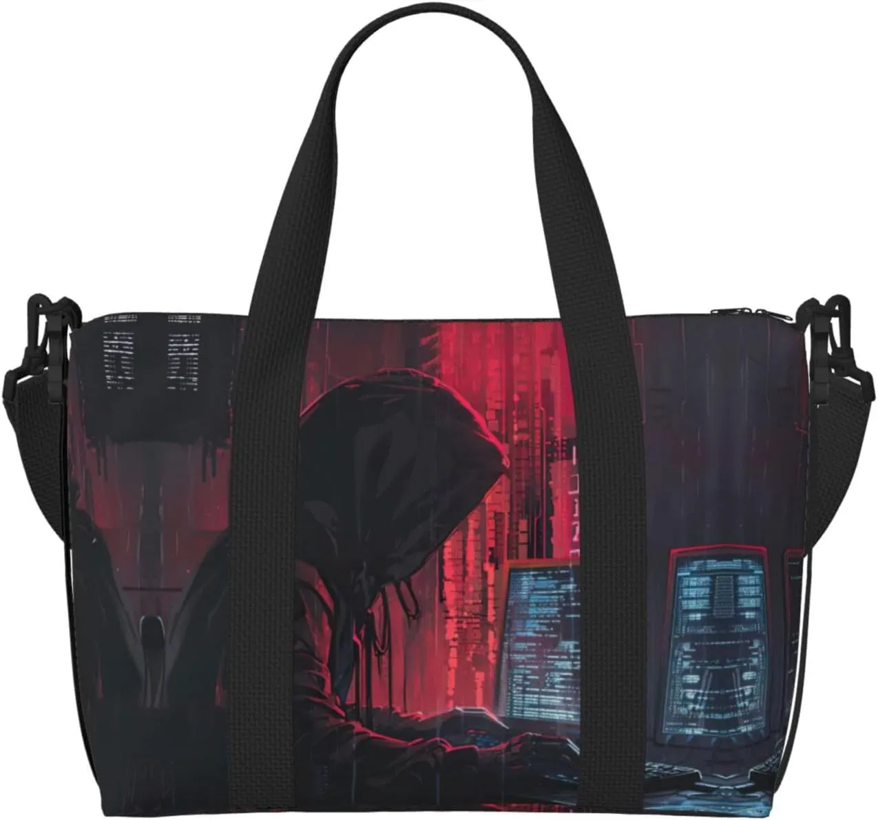 Hacker Attack Small Duffel Bag Foldable Travel Bag Weekender Bag Overnight Gym Hospital Bags For Women&Men