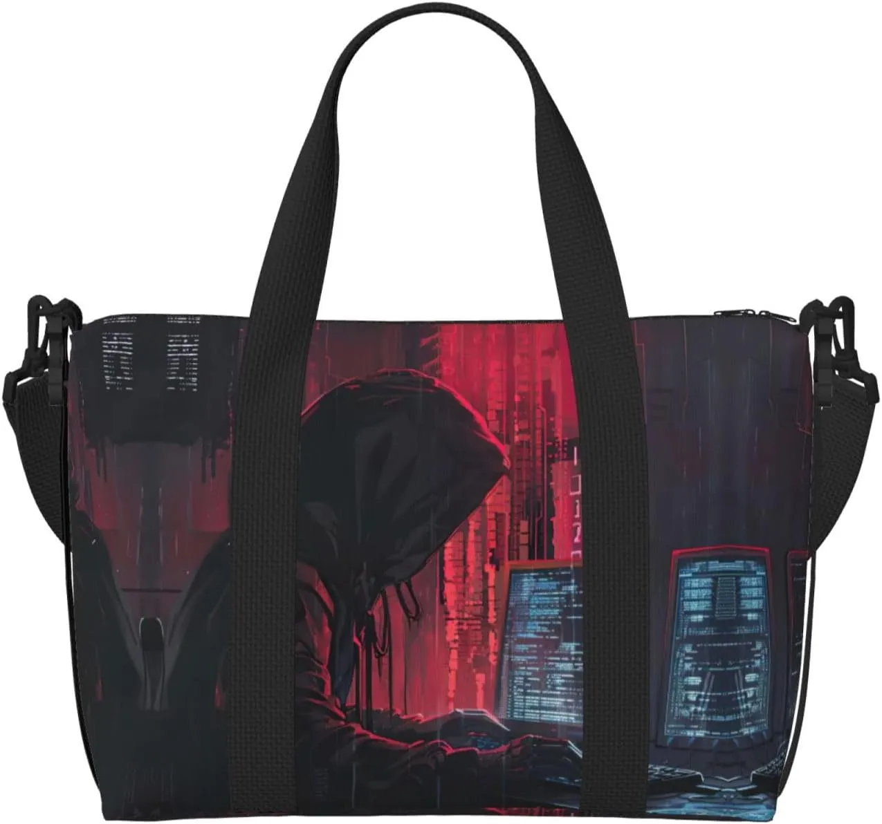 Hacker Attack Small Duffel Bag Foldable Travel Bag Weekender Bag Overnight Gym Hospital Bags For Women&Men