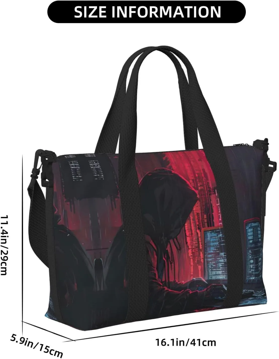 Hacker Attack Small Duffel Bag Foldable Travel Bag Weekender Bag Overnight Gym Hospital Bags For Women&Men