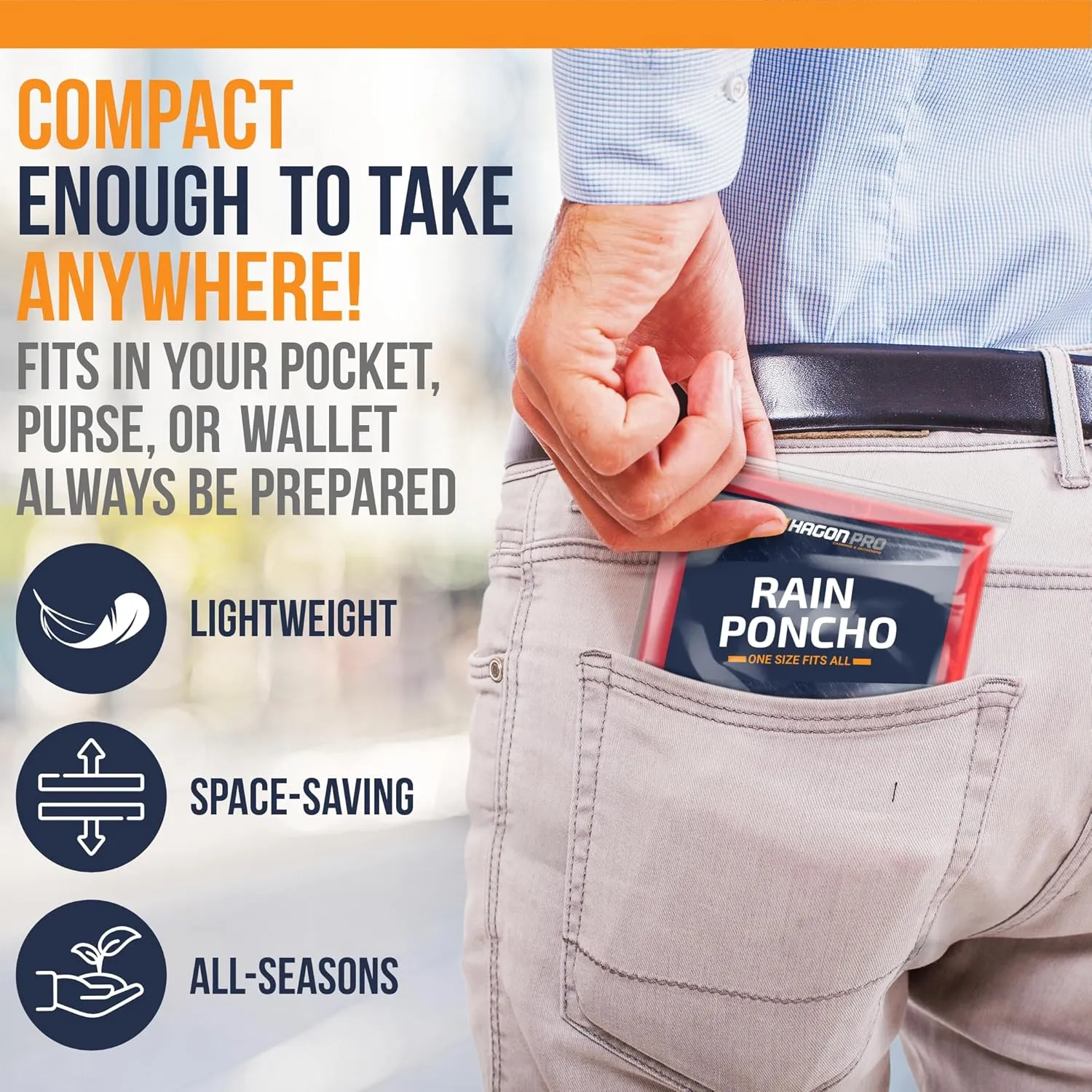 Hagon PRO Disposable Rain Ponchos for Adults (5 Pack)