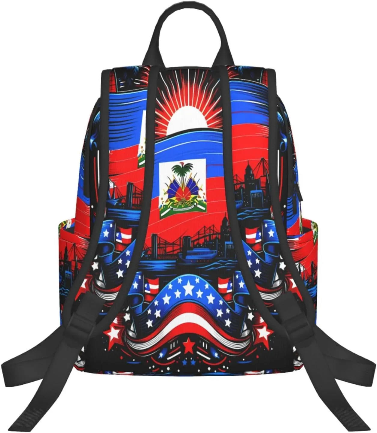 Haiti Flag Day Haitian Pride Casual Backpacks Large Capacity Laptop Backpack Sports Fitness Rucksack Travel Carry-On Daypack Work Bag for Outdoor Camping