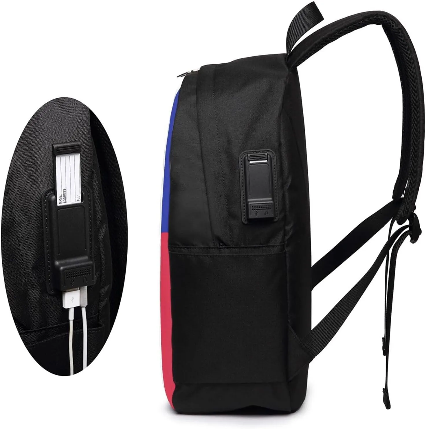 Haiti Haitian Flag Travel Backpack 17-Inch Laptop Backpacks Business Rucksack Casual Sport Daypack with USB Charging Port Carry-on Bag for Camping Biking