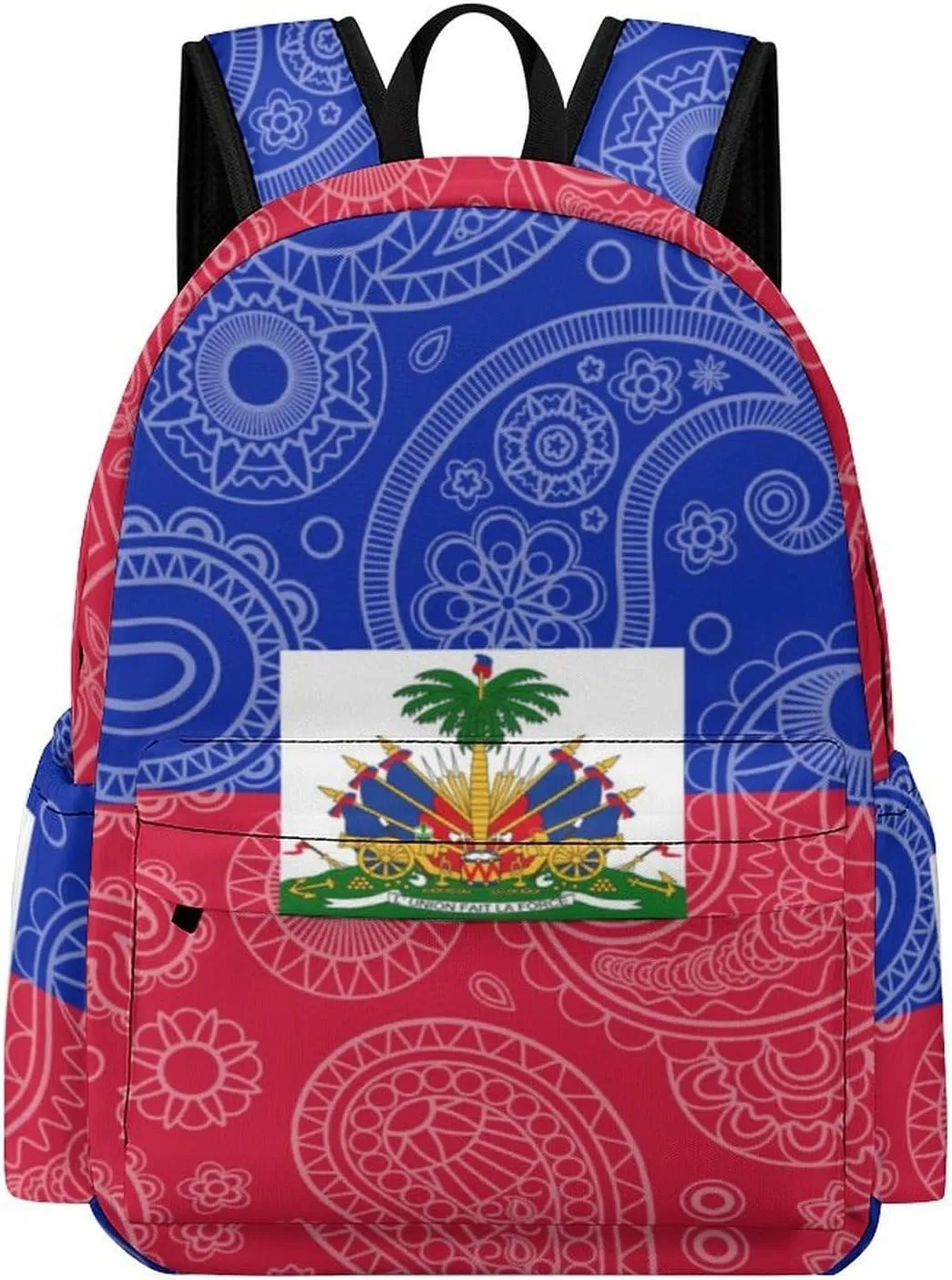 Haiti Paisley Flag Fashion Laptop Backpack Purse Travel Backpack Casual Shoulder Bag for Work Shopping Camping