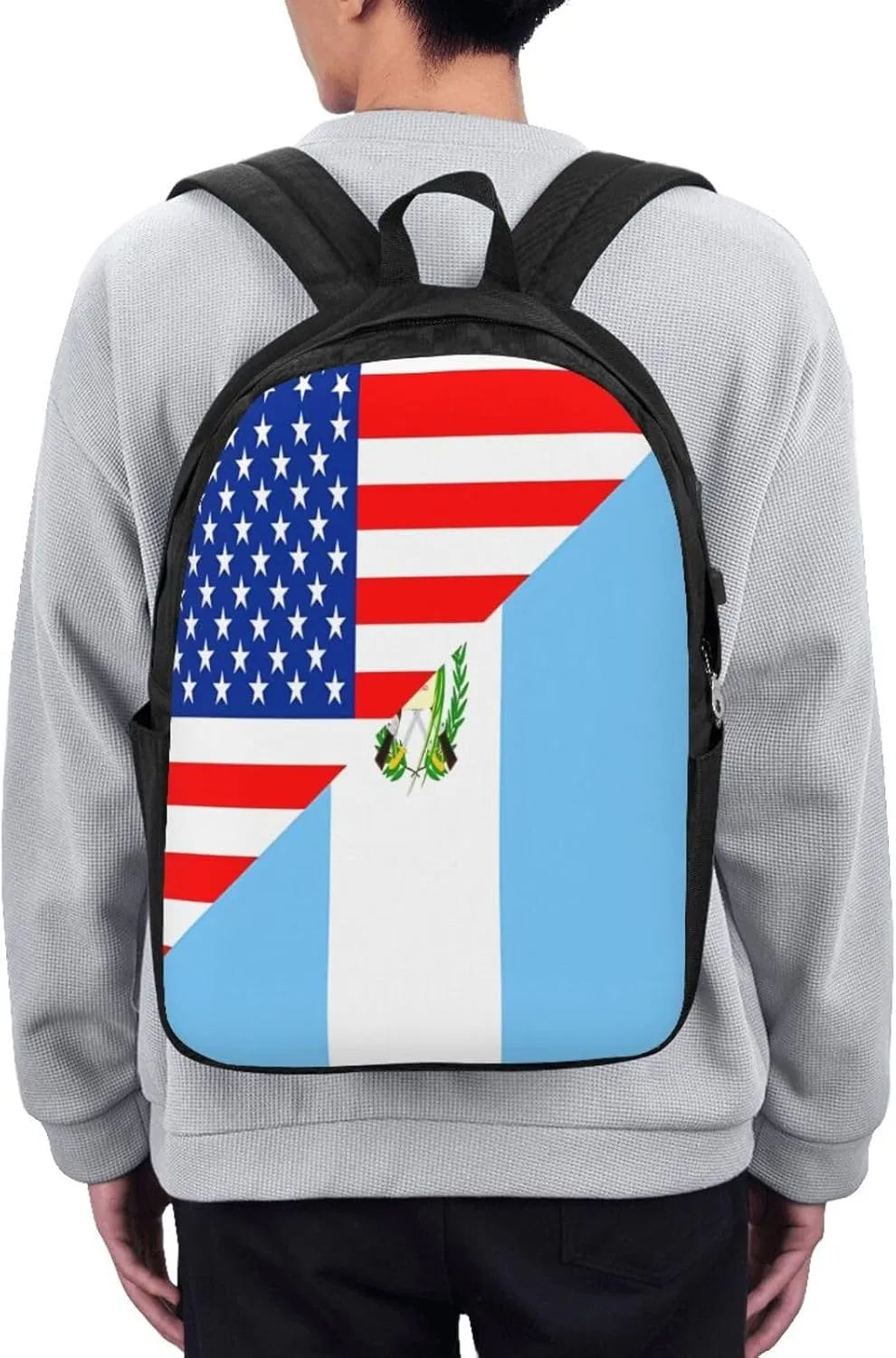 Half American Guatemala Guatemalan Flag Laptop Backpacks Travel Backpack Casual Business Daypack Sport Rucksack Computer Bag Fits up to 17 Inch Notebook with USB Port