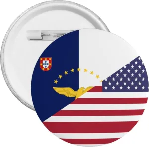 Half Azores Islands and American Flag Express Your Unique Style with Our Fashionable Round Badges