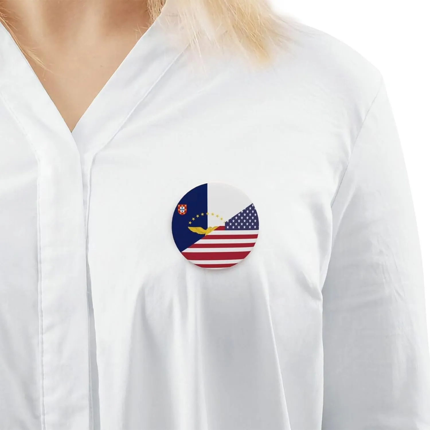 Half Azores Islands and American Flag Express Your Unique Style with Our Fashionable Round Badges
