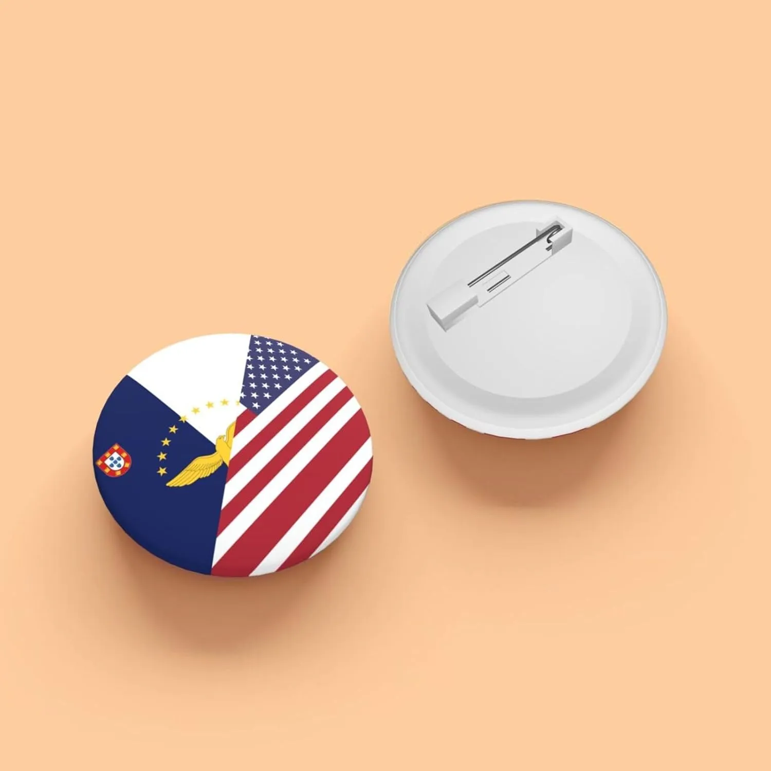 Half Azores Islands and American Flag Express Your Unique Style with Our Fashionable Round Badges
