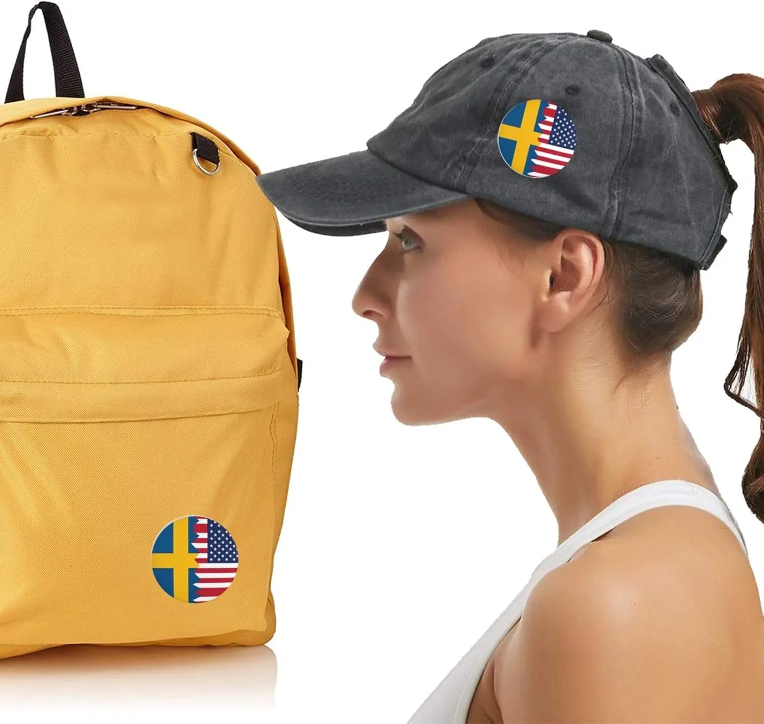 Half Swedish American Flag Express Your Unique Style with Our Fashionable Round Badges