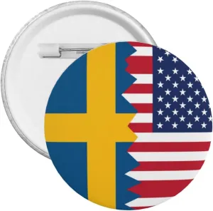 Half Swedish American Flag Express Your Unique Style with Our Fashionable Round Badges