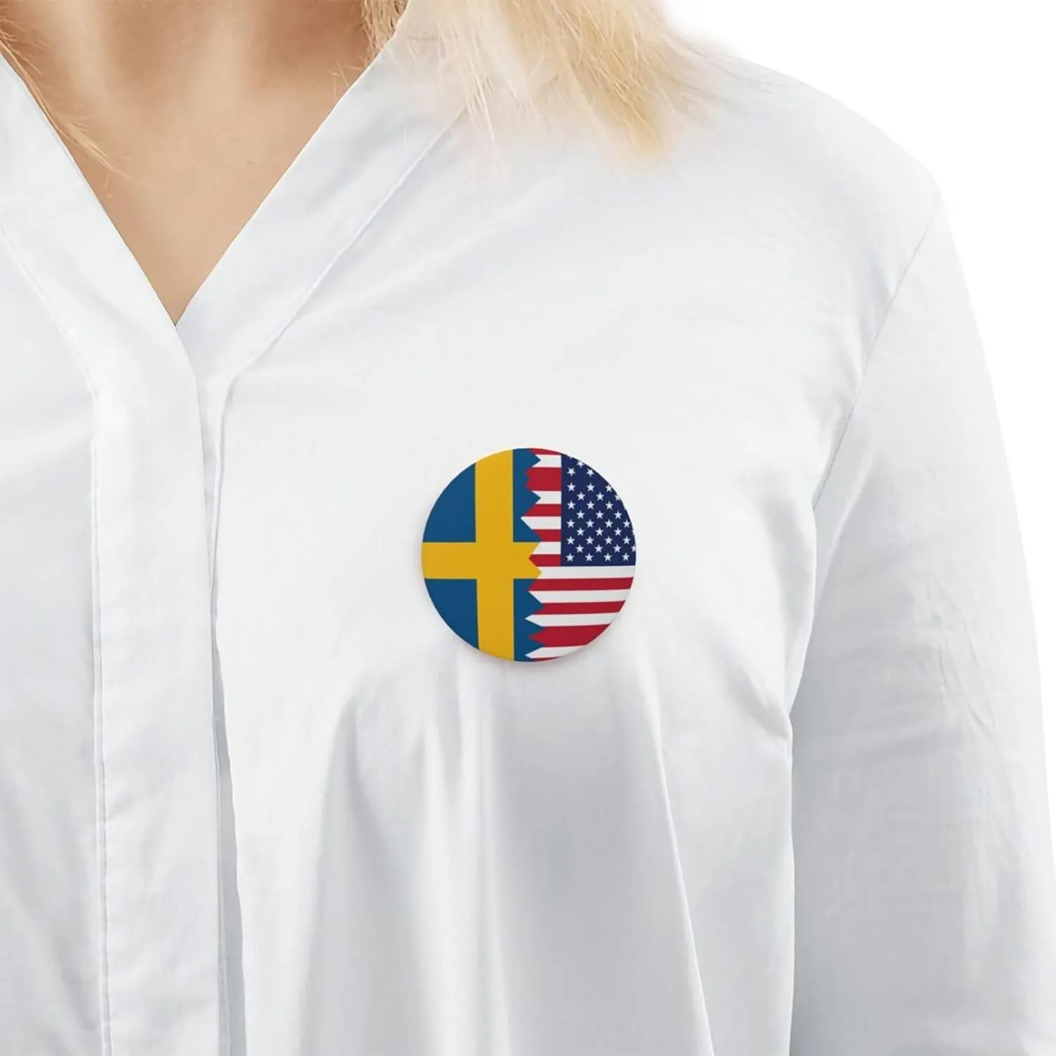 Half Swedish American Flag Express Your Unique Style with Our Fashionable Round Badges