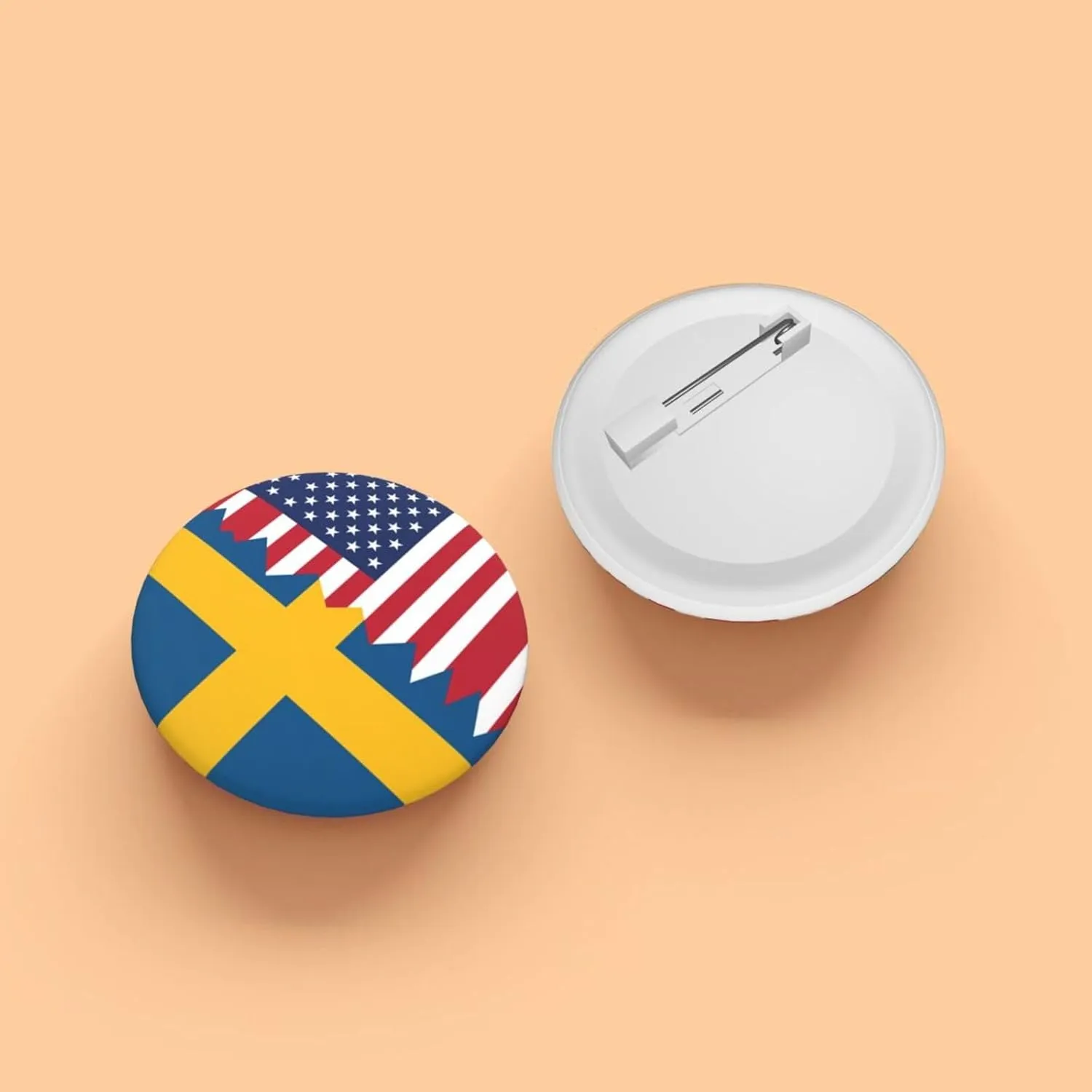 Half Swedish American Flag Express Your Unique Style with Our Fashionable Round Badges