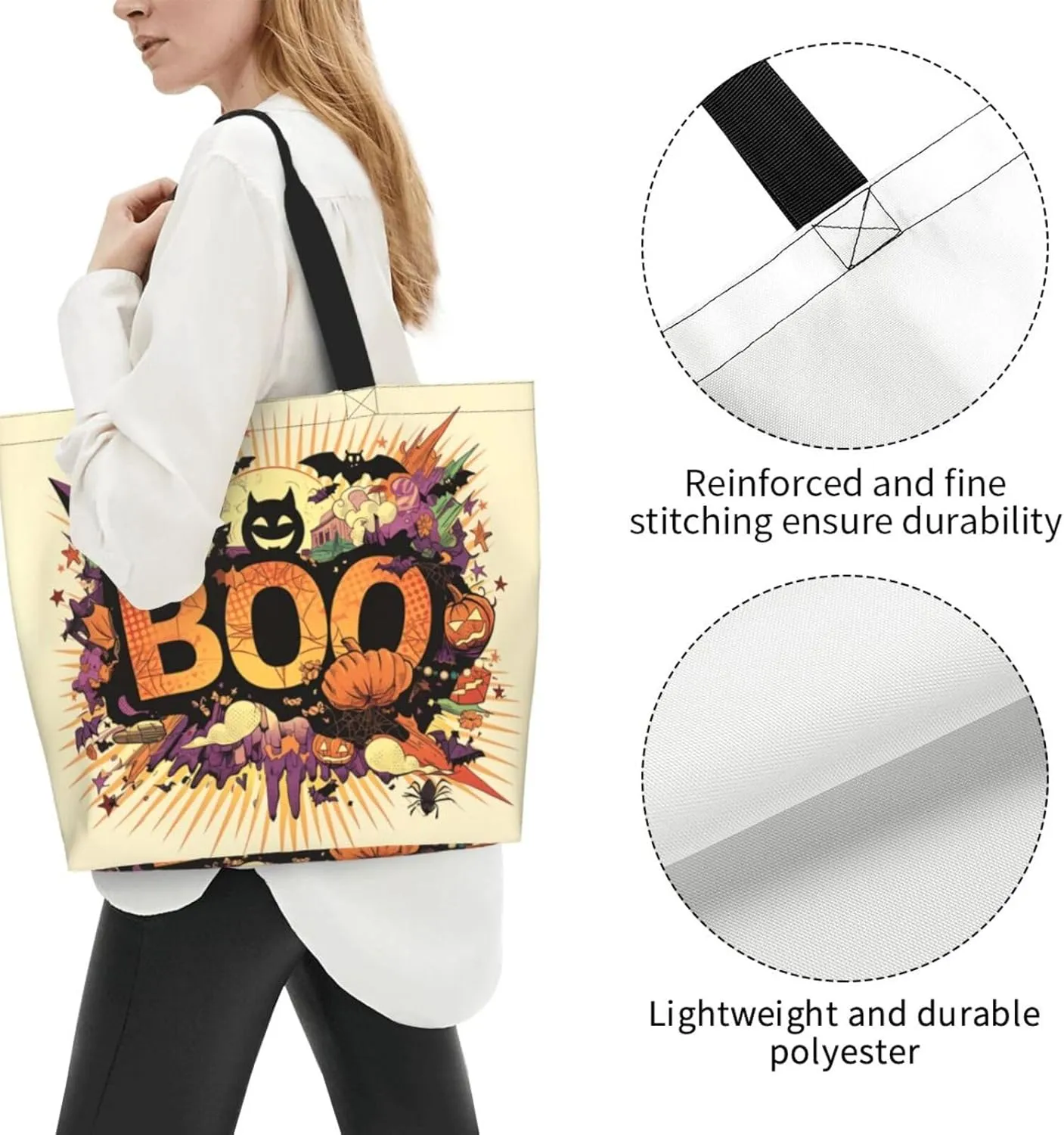 Halloween Tote Bags Large Women Reusable Shoulder Travel Shopping Gift Bags