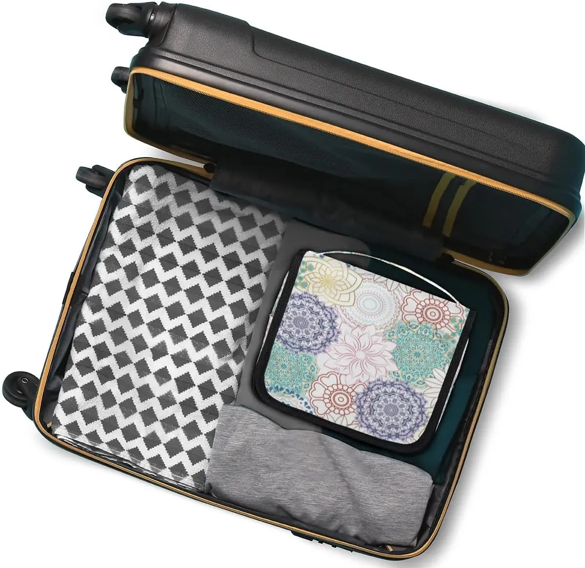 Hanging Toiletry Bag for Women And Men,Mandala Flower Travel Cosmetic Makeup Bag Travel Organizer,Ethnic Waterproof Travel Bag for Toiletries Accessories,Travel Essentials