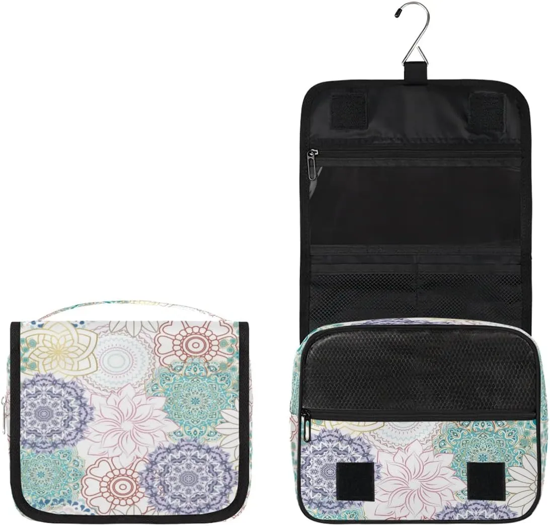 Hanging Toiletry Bag for Women And Men,Mandala Flower Travel Cosmetic Makeup Bag Travel Organizer,Ethnic Waterproof Travel Bag for Toiletries Accessories,Travel Essentials