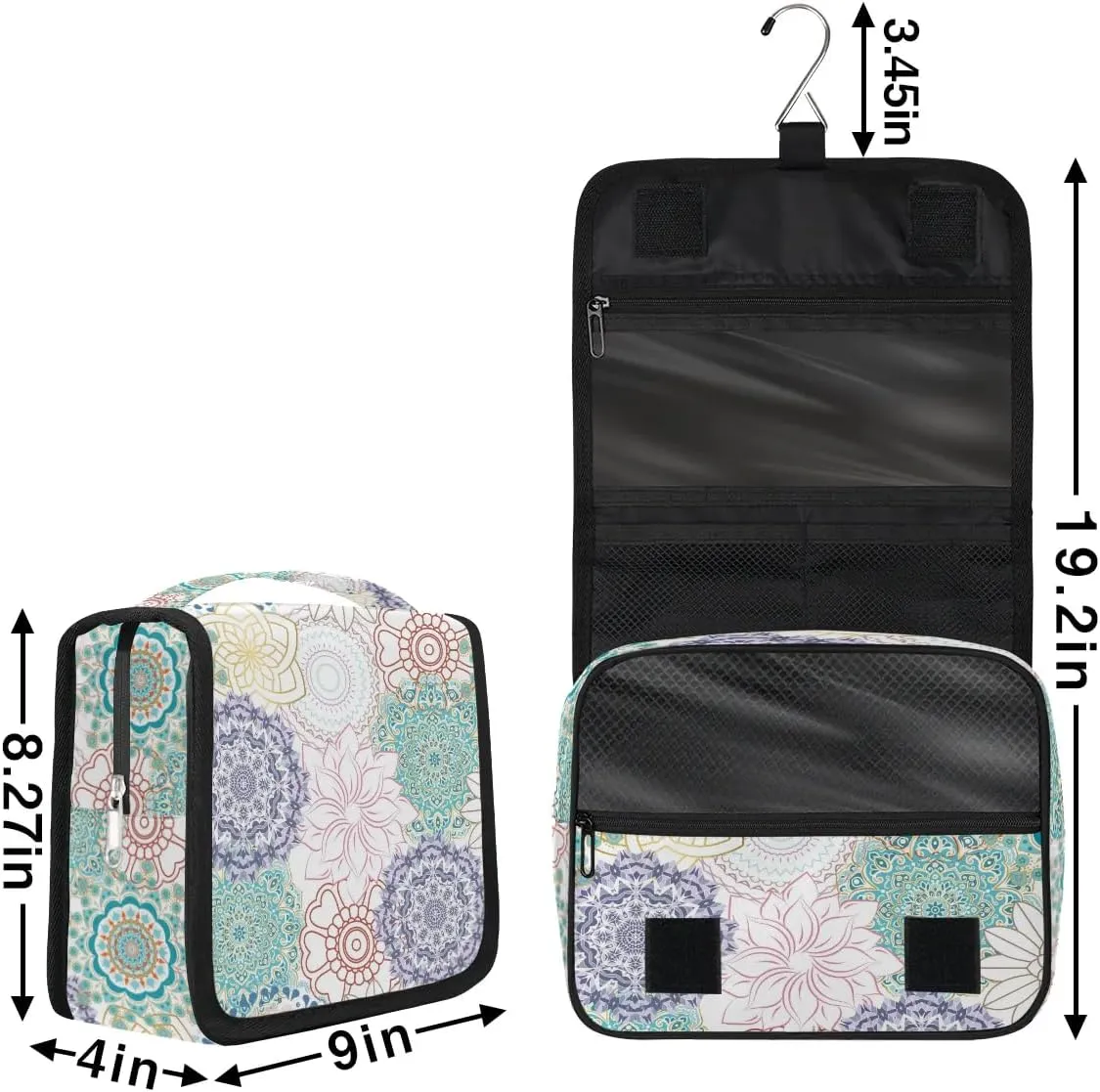 Hanging Toiletry Bag for Women And Men,Mandala Flower Travel Cosmetic Makeup Bag Travel Organizer,Ethnic Waterproof Travel Bag for Toiletries Accessories,Travel Essentials