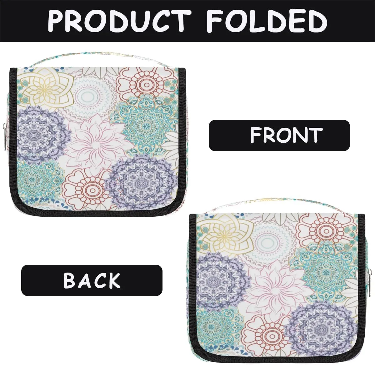 Hanging Toiletry Bag for Women And Men,Mandala Flower Travel Cosmetic Makeup Bag Travel Organizer,Ethnic Waterproof Travel Bag for Toiletries Accessories,Travel Essentials
