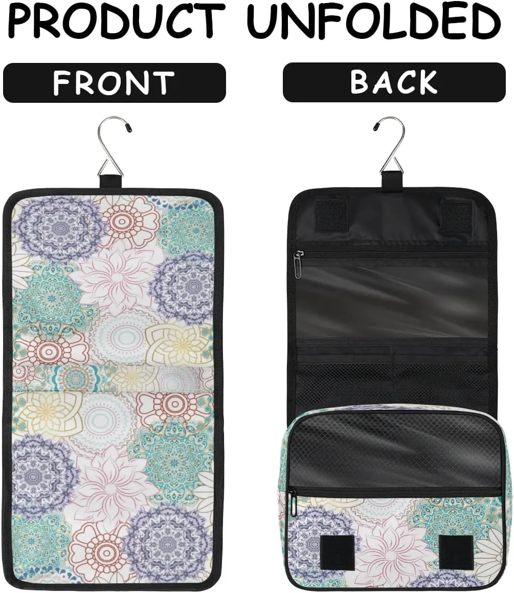 Hanging Toiletry Bag for Women And Men,Mandala Flower Travel Cosmetic Makeup Bag Travel Organizer,Ethnic Waterproof Travel Bag for Toiletries Accessories,Travel Essentials