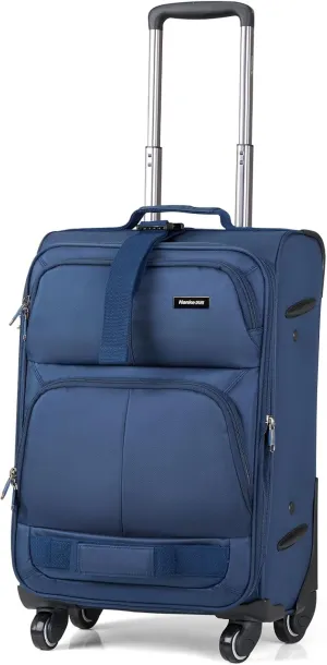 Hanke Softside Expandable Carry On Luggage with spinner wheels, Multi-function Tsa Approved Luggage,Blue,Carry-On 20-Inch