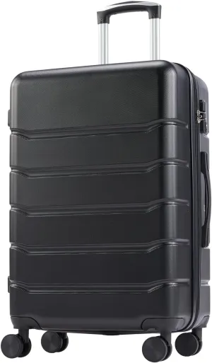 Hard Sided Expandable Suitcase with 360° Swivel Casters and Retractable Handle, 24-Inch, Black