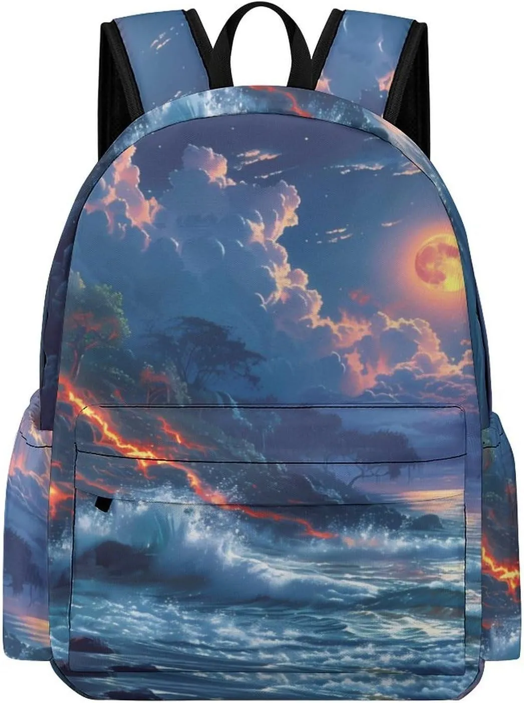 Hawaii Volcanic Eruption Lava in Moon Mini Backpack Cute Shoulder Bag Small Laptop Bag Travel Daypack for Men Women