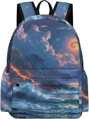 Hawaii Volcanic Eruption Lava in Moon Mini Backpack Cute Shoulder Bag Small Laptop Bag Travel Daypack for Men Women