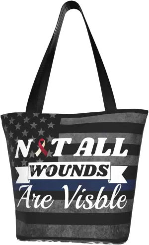 Head And Neck Cancer Awareness Not All Wounds Are Visible Fashion Shoulder Bag Large Capacity For Man Or Woman