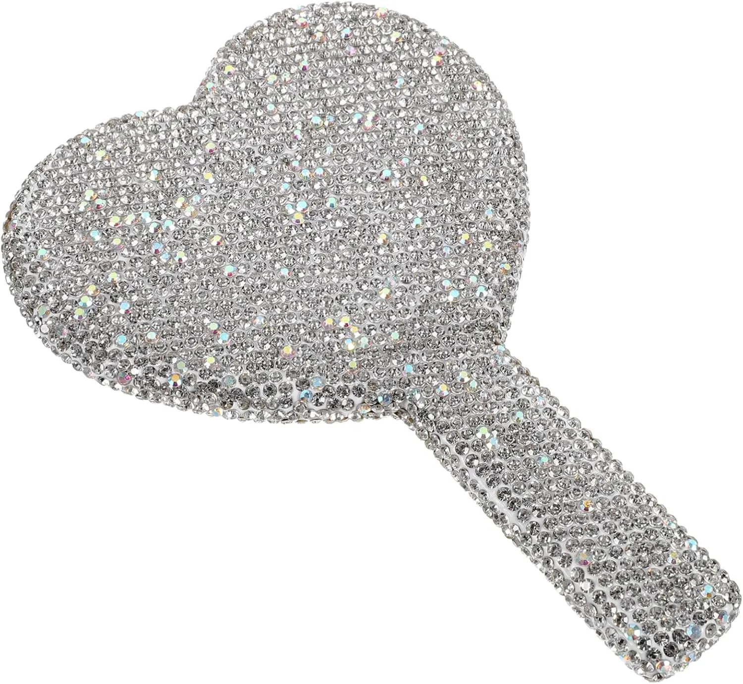 Heart Shaped Rhinestone Compact Mirror Elegant Handheld Purse Makeup Mirror Stylish Travel Accessory for Women Durable Material for Handbag Use