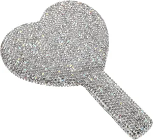 Heart Shaped Rhinestone Compact Mirror Elegant Handheld Purse Makeup Mirror Stylish Travel Accessory for Women Durable Material for Handbag Use