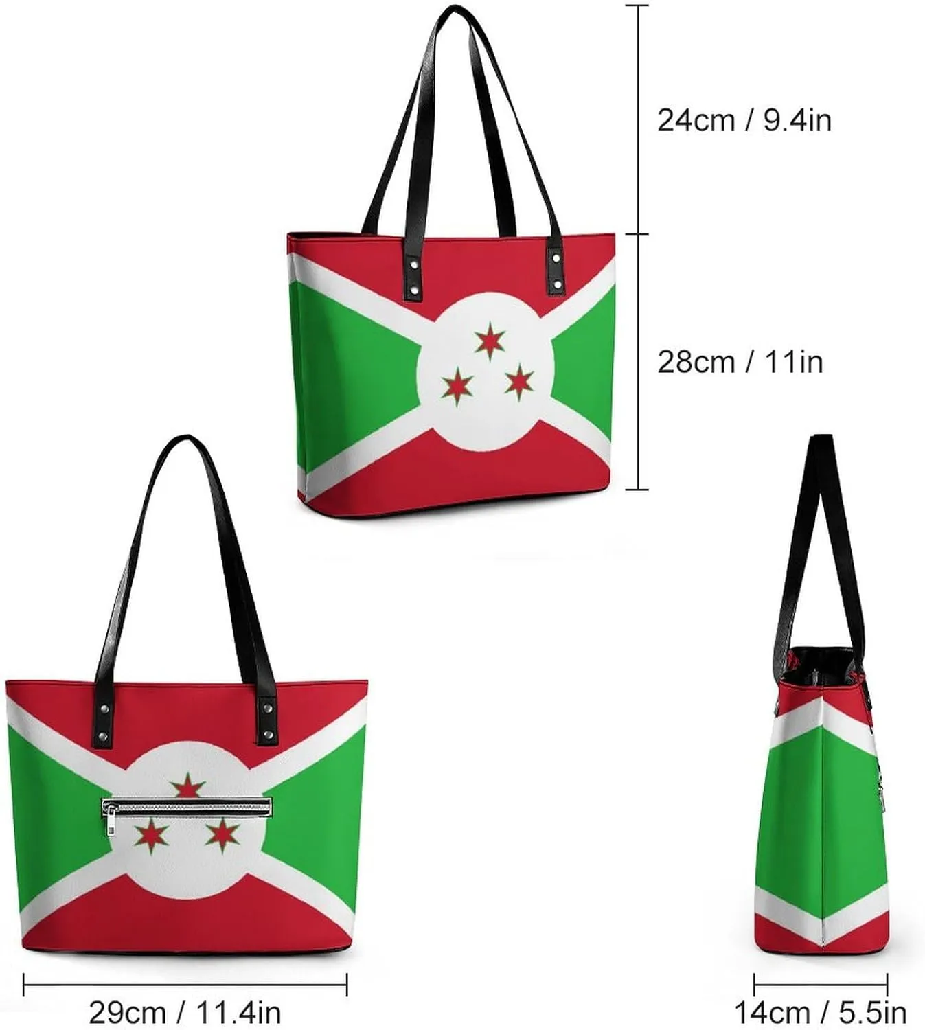 Herm Flag Large Capacity Women’s Tote Bag Stylish Leather Handbag for Travel
