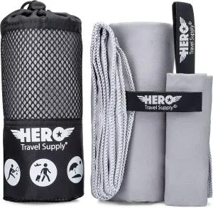 Hero Microfiber Travel Towel Compact for Travel (Grey, 24 x 48)