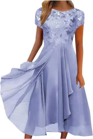 HGps8w Mother of The Bride Dresses for Women 2025 Elegant Lace Chiffon Flowy Dress Formal Evening Party Gown for Wedding
