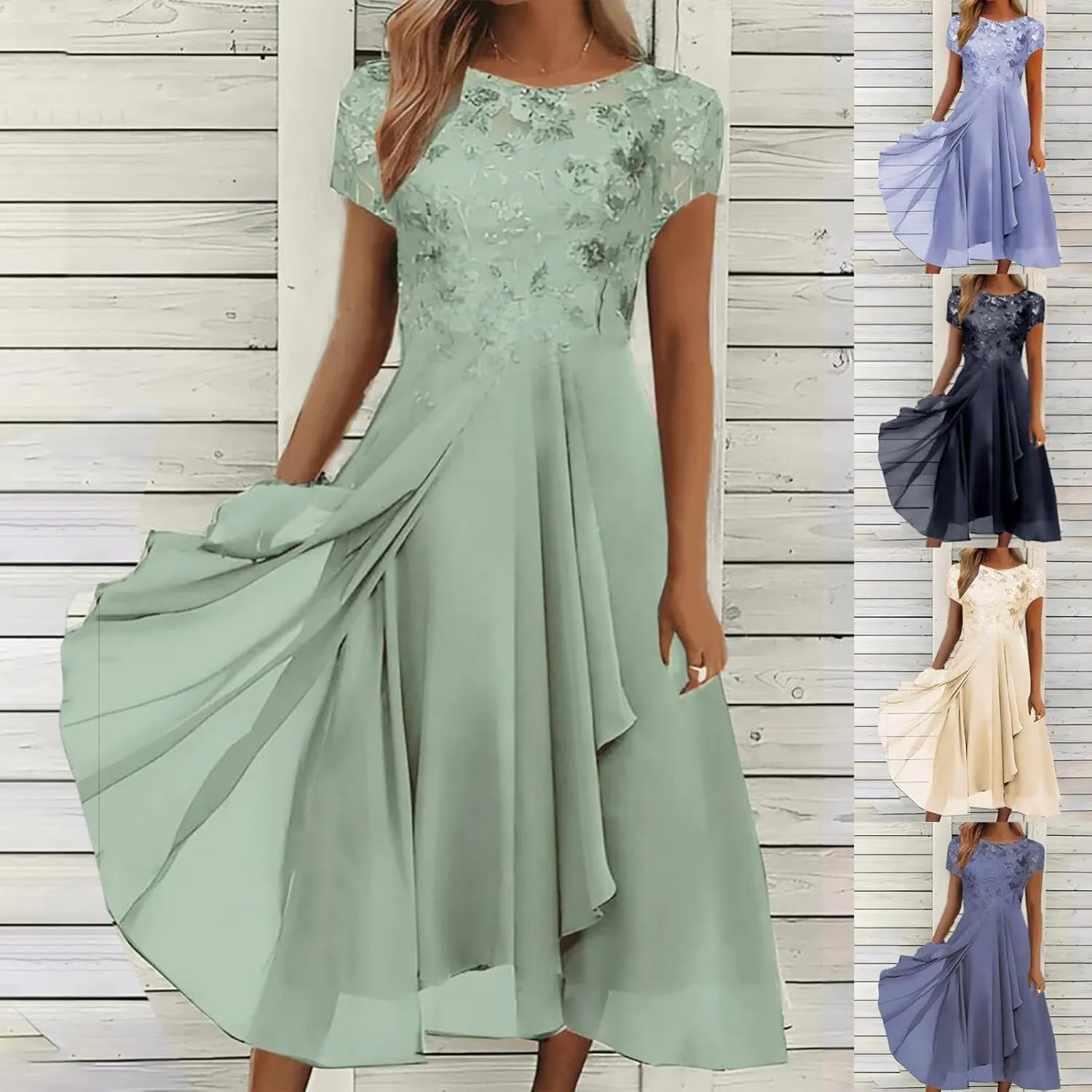HGps8w Mother of The Bride Dresses for Women 2025 Elegant Lace Chiffon Flowy Dress Formal Evening Party Gown for Wedding