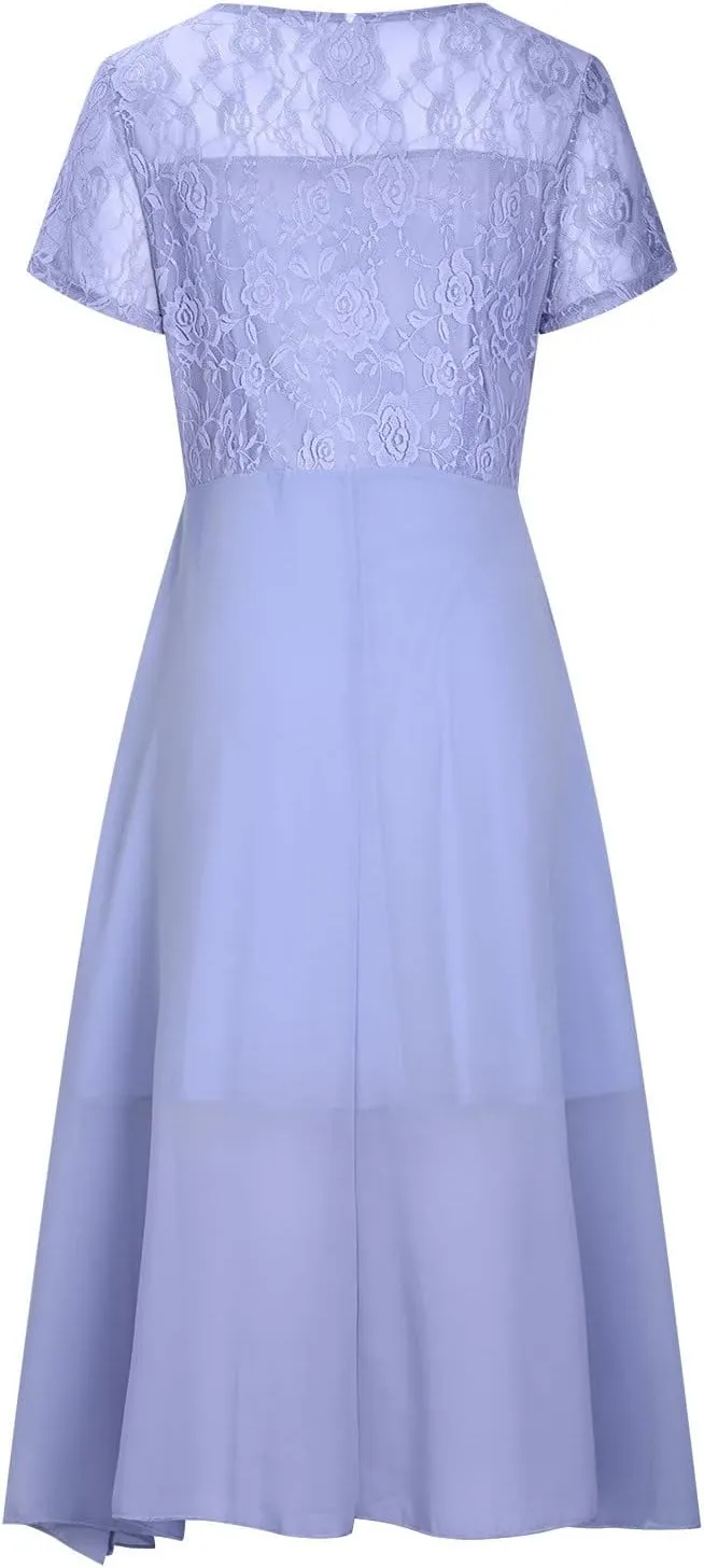 HGps8w Mother of The Bride Dresses for Women 2025 Elegant Lace Chiffon Flowy Dress Formal Evening Party Gown for Wedding
