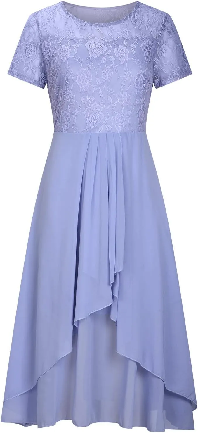 HGps8w Mother of The Bride Dresses for Women 2025 Elegant Lace Chiffon Flowy Dress Formal Evening Party Gown for Wedding