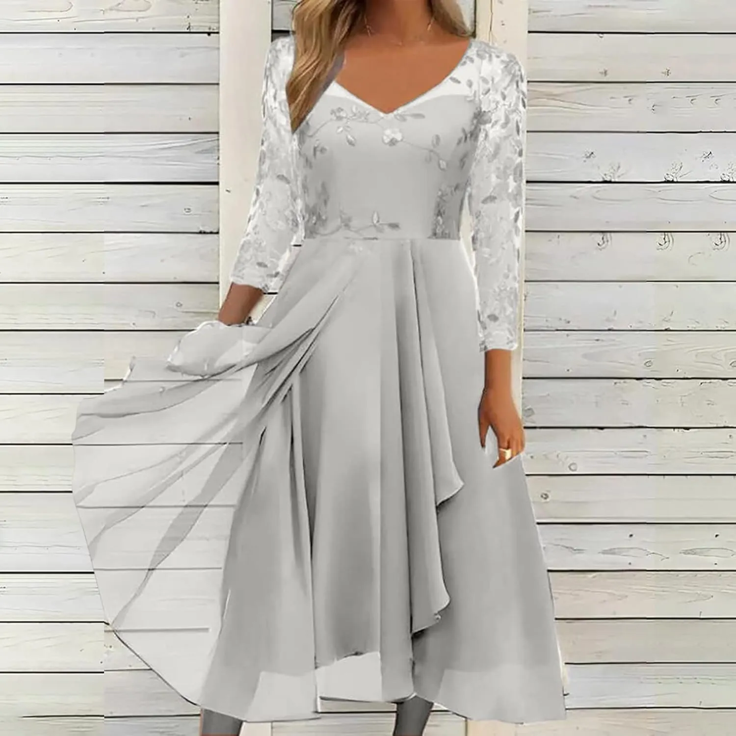HGps8w Mother of The Bride Dresses for Women Lace Chiffon Flowy Dress Elegant Formal Evening Party Gown for Wedding