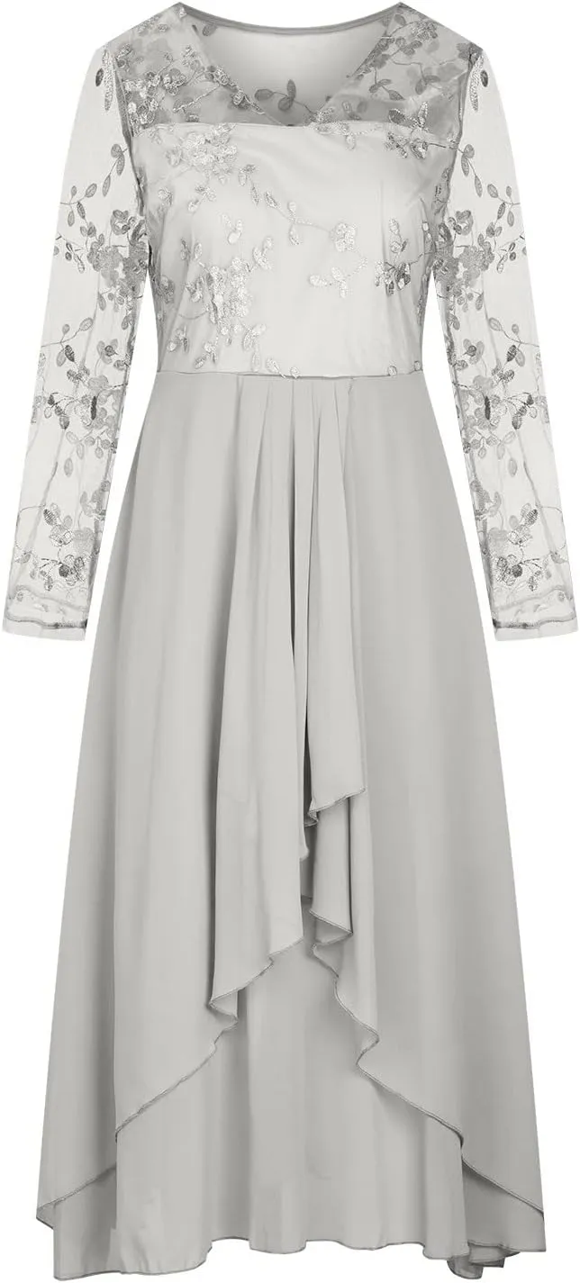 HGps8w Mother of The Bride Dresses for Women Lace Chiffon Flowy Dress Elegant Formal Evening Party Gown for Wedding