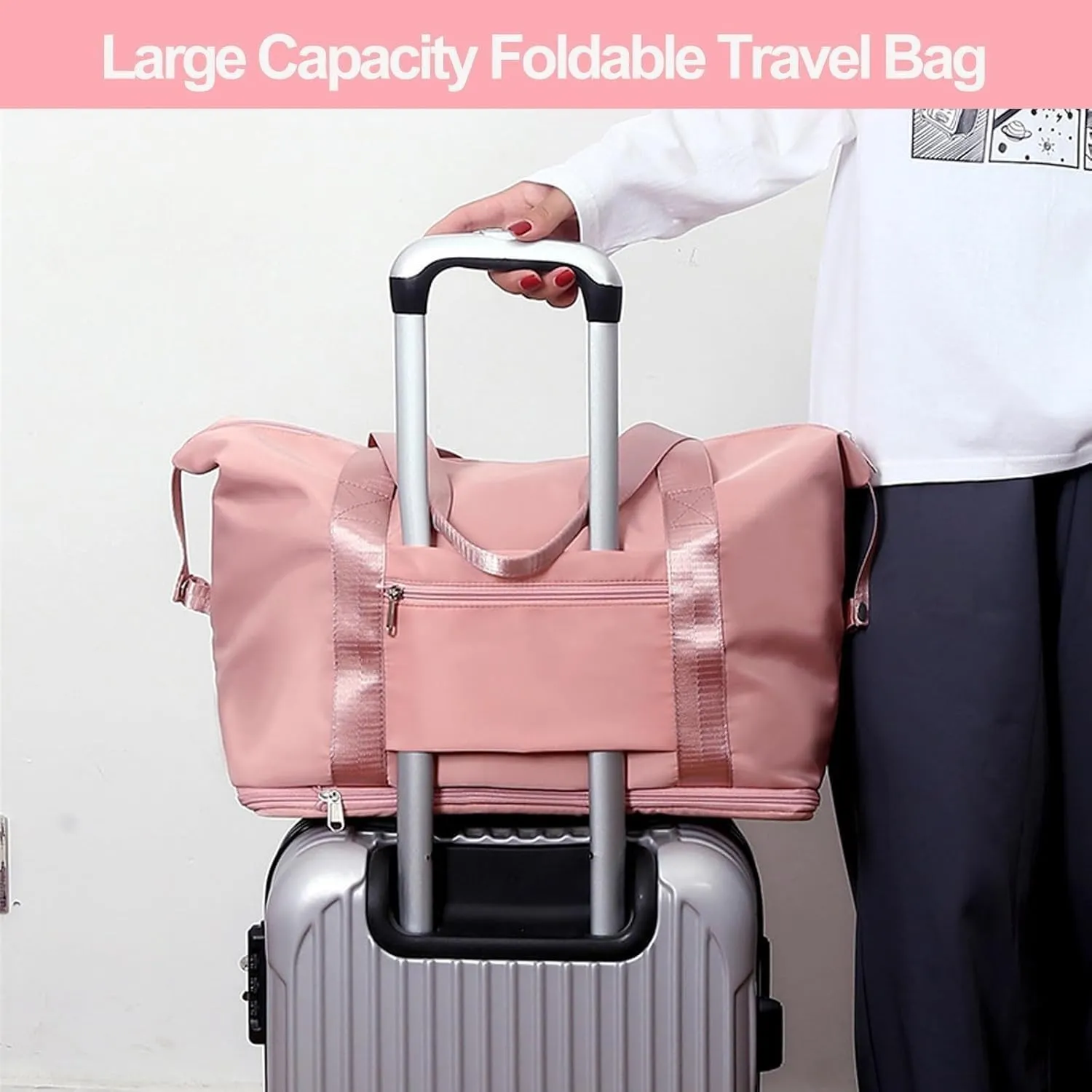 High-capacity Double-layer Wet Separation Travelling Bag, Foldable Travel Bag Expandable, Large Capacity Tote bag Women(Purple)