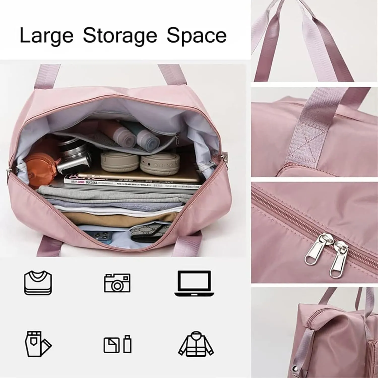 High-capacity Double-layer Wet Separation Travelling Bag, Foldable Travel Bag Expandable, Large Capacity Tote bag Women(Purple)