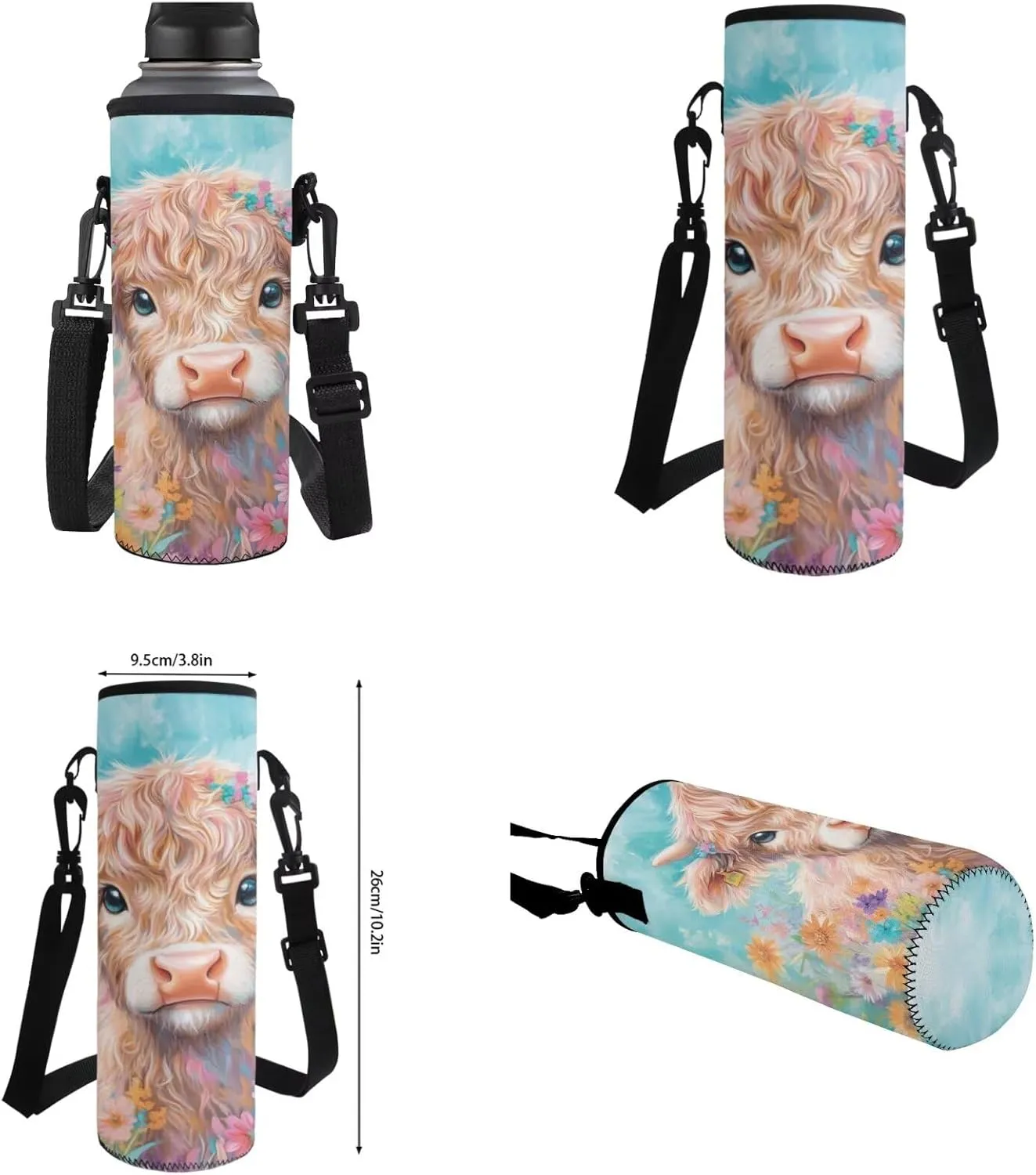 Highland Cow Kindergarten Elementary Backpack for Girls 4-in-1 School Bag with Lunch Bag 6-8 with Padded Straps Cute 2nd Grade Bookbag with Water Bottle Holder Book Bags