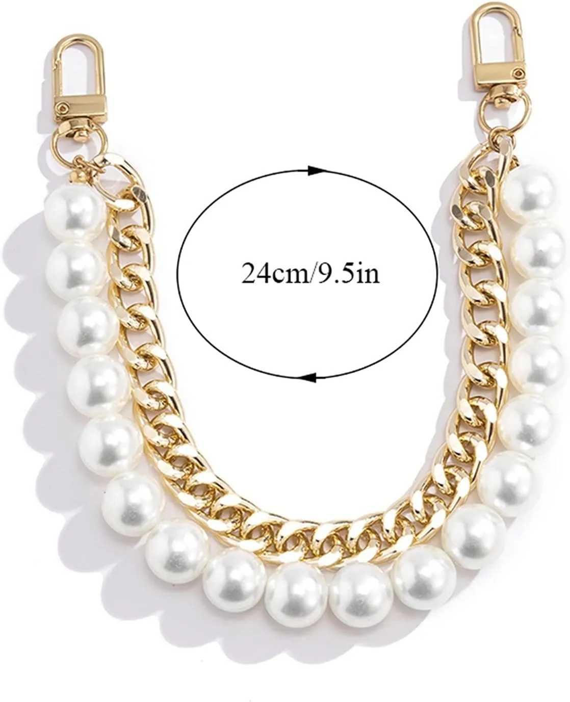 HNHYNSY Bag Strap Exquisite Pearl Strap for Bags Handbag Accessories Purse Belt Handles Cute Bead Chain Tote Women Handbag Parts Silver/Gold Clasp Shoulder Strap (Color : Silver)
