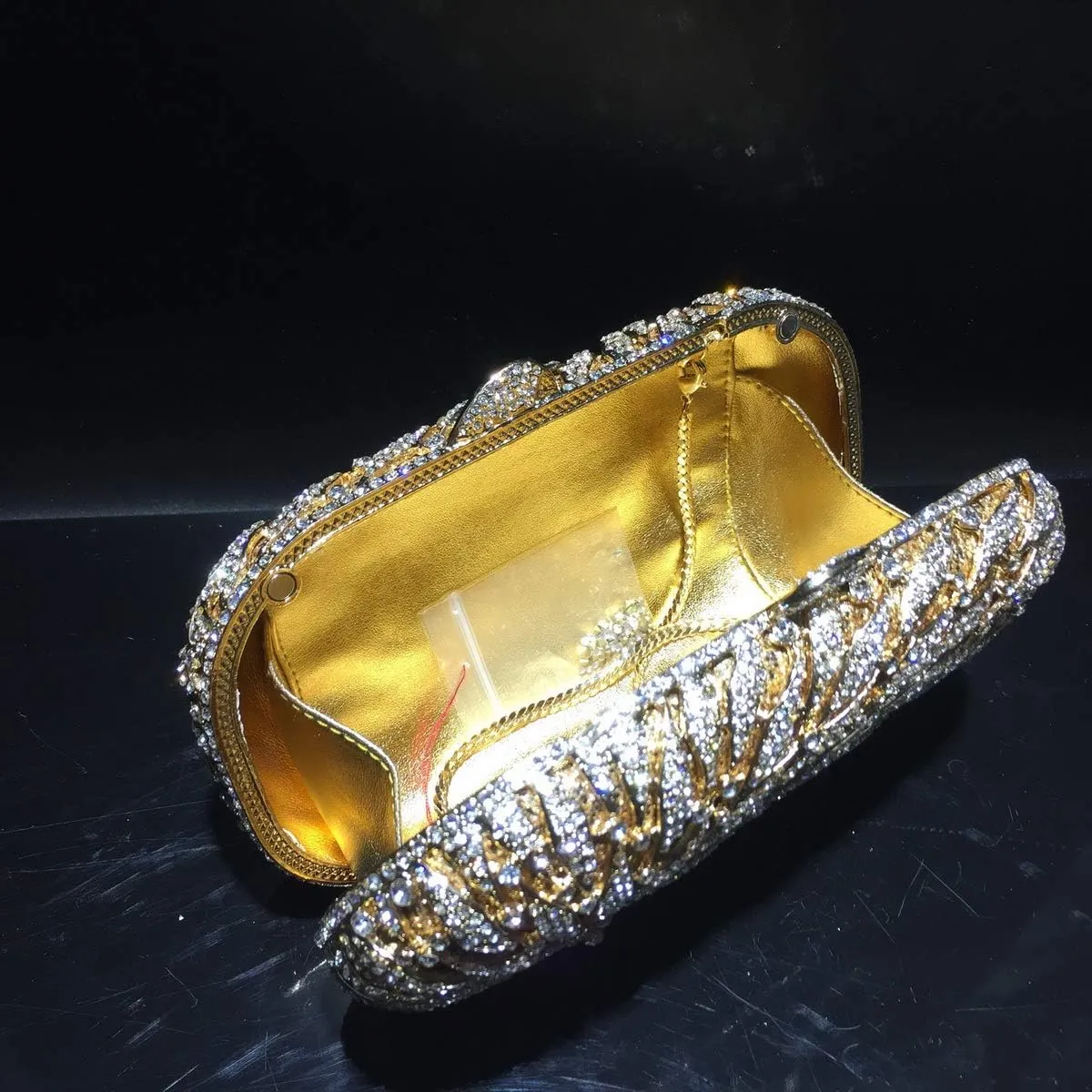 Hollow Rhinestone Evening Bag Lady Bling Diamond Clutch Purse Flower Classic Handbag Wedding Party Wallet