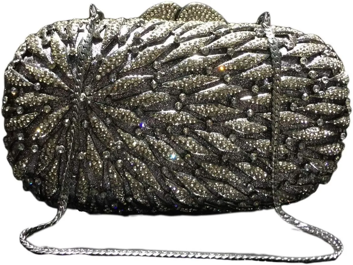 Hollow Rhinestone Evening Bag Lady Bling Diamond Clutch Purse Flower Classic Handbag Wedding Party Wallet