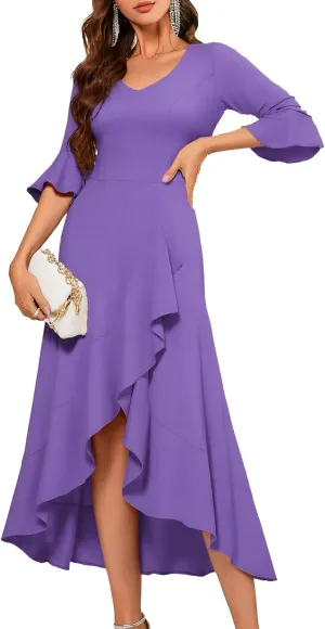 HomRain Wedding Guest Formal Dress for Women Elegant Cocktail Mother of The Bride Dress V-Neck for Prom Graduation