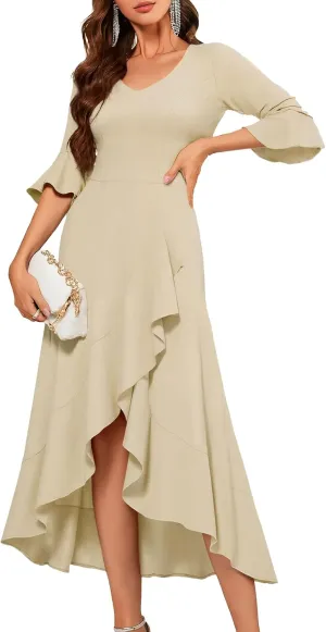 HomRain Wedding Guest Formal Dress for Women Elegant Cocktail Mother of The Bride Dress V-Neck for Prom Graduation